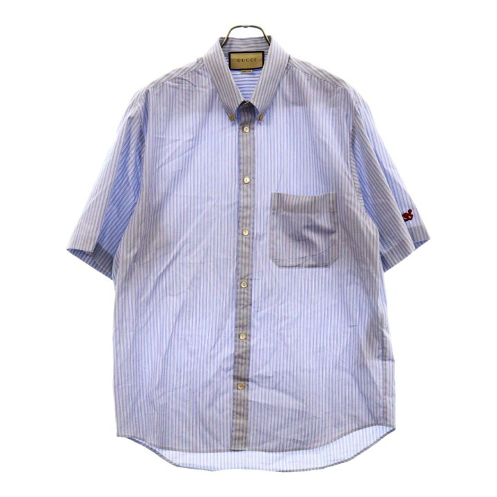 楽天市場】GUCCI(グッチ) サイズ:48 23SS Logo Patch Stripe S/S Shirt  
