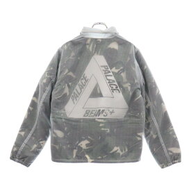 Palace Skateboards(パレススケートボーズ) サイズ:S × BEAMS PLUS COACH JACKET ×ビームスプラス カモ柄 フリース シースルー コーチジャケット ホワイト【新古品/中古】【程度S】【カラーホワイト】【オンライン限定商品】