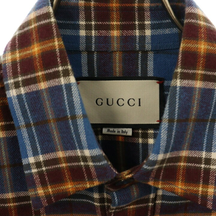 楽天市場】GUCCI(グッチ) サイズ:38/15 ベルト付き長袖チェックシャツ 