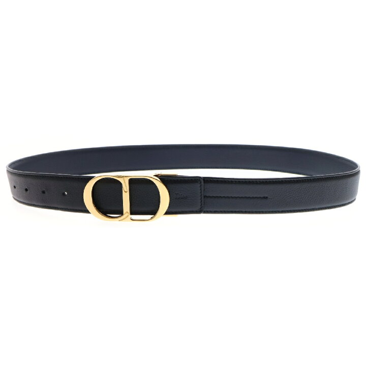 Dior ブラックレザーベルト ゴールドロゴ 備わ