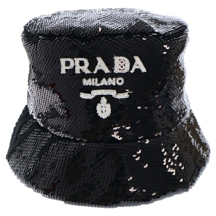 楽天市場】PRADA(プラダ) サイズ:L ロゴ スパンコール バケットハット 