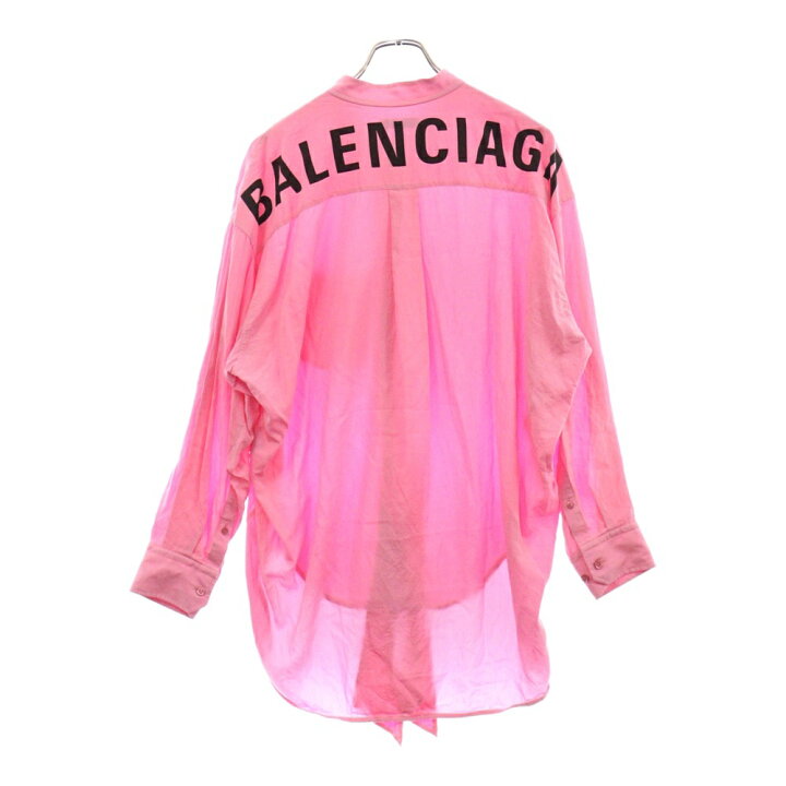 ☆美品☆BALENCIAGA バレンシアガ ロゴプリント 長袖リボンシャツ
