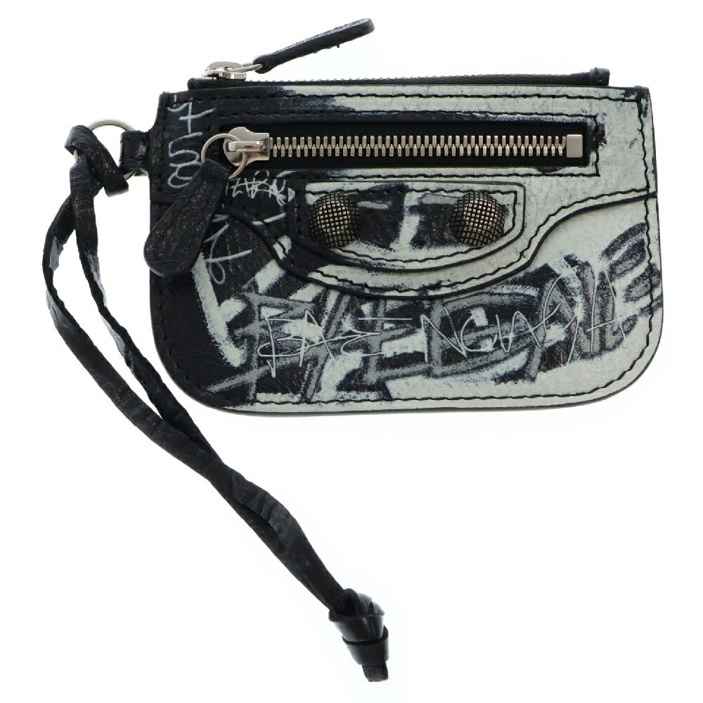 BALENCIAGA(バレンシアガ) LE CAGOLE COIN CASE ルカゴール グラフィティ コインケース リストレット付き ブラック【中古】【程度A】【カラーブラック】【取扱店舗原宿】