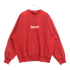 SUPREME(シュプリーム) サイズ:XL 25SS Washed Box Logo Crewneck ウォッシュ加工 ボックスロゴ クルーネック トレーナー レッド【中古】【程度A】【カラーレッド】【取扱店舗BRING KICKS】