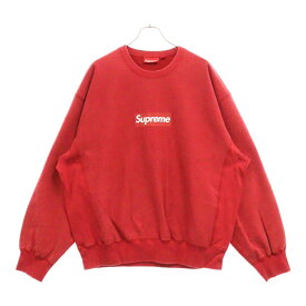 SUPREME(シュプリーム) サイズ:XL 25SS Washed Box Logo Crewneck ウォッシュ加工 ボックスロゴ クルーネック トレーナー レッド【中古】【程度A】【カラーレッド】【取扱店舗渋谷】