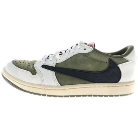 NIKE(ナイキ) サイズ:26.5cm ×TRAVIS SCOTT AIR JORDAN 1 LOW OG SP Reverse Olive DM7866-200トラヴィススコット エアジョーダン1 リバースオリーブ ローカットスニーカー US8.5/26.5cm【中古】【程度B】【カラーグリーン】【取扱店舗BRING THRIFT CLOSET 幕張店】