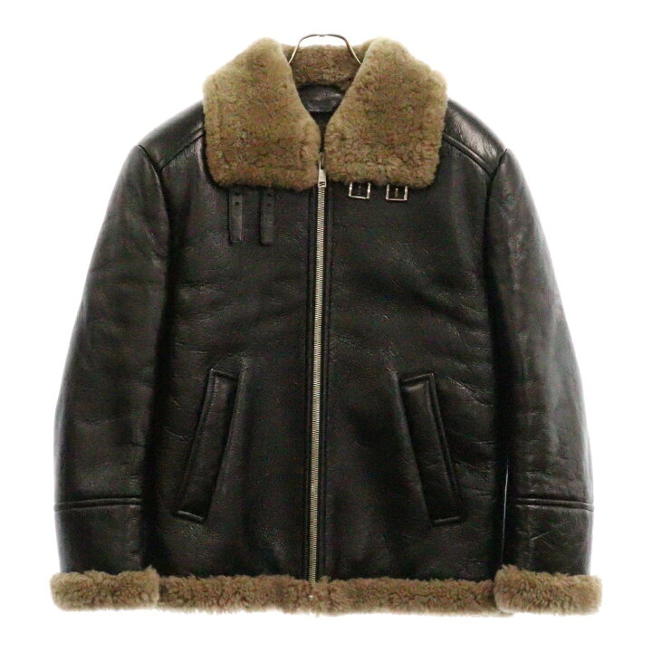 プラダ PRADA ムートンジャケット プラダPRADA フード￼付きラムレザー 