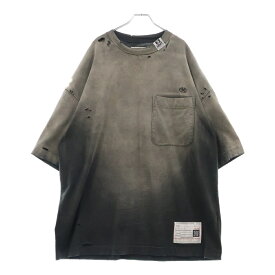 MIHARA YASUHIRO(ミハラヤスヒロ) サイズ:36 ダメージ加工 サンフェーデッド ヒュージ 半袖Tシャツ グレー/ブラック B12TS621-O【中古】【程度B】【カラーブラック】【取扱店舗BRINGアメリカ村店】