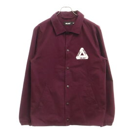 Palace Skateboards(パレススケートボーズ) サイズ:M トライアングルロゴプリント スナップボタンコットンコーチジャケット ボルドー【中古】【程度A】【カラーレッド】【オンライン限定商品】