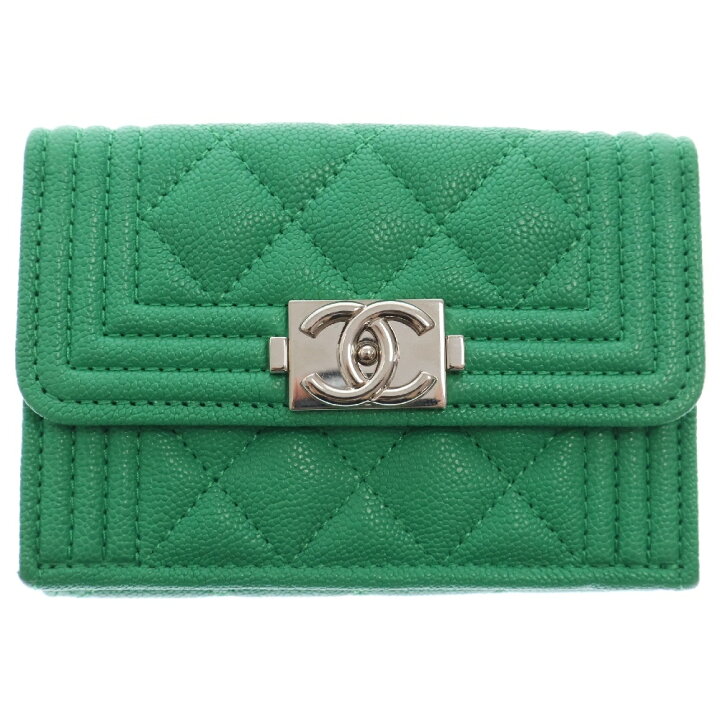 楽天市場】CHANEL(シャネル) ボーイシャネル 三つ折り財布 グリーン 