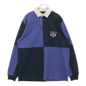Palace Skateboards(パレススケートボーズ) サイズ:M THISTLE RUGBY シスルロゴエンブロイダリー 長袖ラグビーシャツ ブルー/ネイビー 27ES008【新古品/中古】【程度S】【カラーブルー】【取扱店舗BRING福岡天神店】