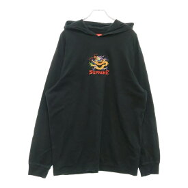 SUPREME(シュプリーム) サイズ:M 22SS Dragon Hooded L/S TOP ドラゴン刺繍 プルオーバーパーカー ブラック【中古】【程度B】【カラーブラック】【取扱店舗BRING THRIFT CLOSET 幕張店】