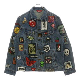 SUPREME(シュプリーム) サイズ:L 18SS Patches Denim Trucker Jacket パッチド デニムトラッカージャケット インディゴ【中古】【程度B】【カラーブルー】【取扱店舗AWESOME原宿店】