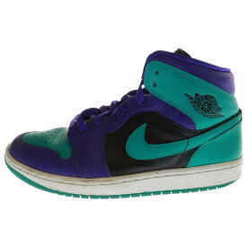NIKE(ナイキ) サイズ:27.0cm WMNS AIR JORDAN 1 MID BLACK GRAPE BQ6472-502 エアジョーダン1 ブラック グレープ ミッド カット スニーカー グリーン/パープル US10/27cm【中古】【程度B】【カラーグリーン】【オンライン限定商品】