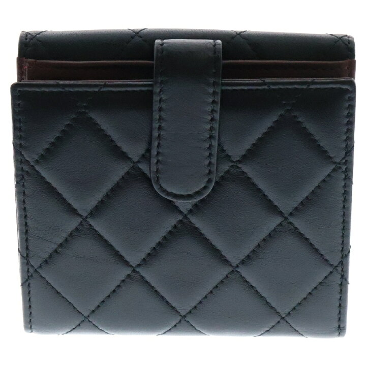 楽天市場】CHANEL(シャネル) マトラッセ 二つ折り財布 黒 ラムスキン 