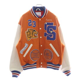 SUPREME(シュプリーム) サイズ:M 23AW Tiger Varsity Jacket タイガーバーシティージャケット スタジャン オレンジ【中古】【程度A】【カラーオレンジ】【オンライン限定商品】