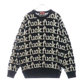 SUPREME(シュプリーム) サイズ:M 22SS Fuck Sweater ファック 総柄 アクリル ニット セーター ブラック【中古】【程度B】【カラーブラック】【オンライン限定商品】