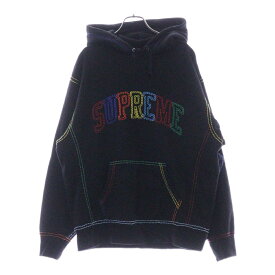 SUPREME(シュプリーム) サイズ:M 20AW Big Stitch Hooded Sweatshirt ビッグステッチ フーデッドスウェットシャツ プルオーバーパーカー フーディー ブラック【中古】【程度B】【カラーブラック】【オンライン限定商品】