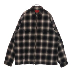SUPREME(シュプリーム) サイズ:XL 22AW Shadow Plaid Flannel Zip Up Shirt シャドウ プラッド ジップアップ フランネルシャツ チェックシャツ ブラック/ホワイト【新古品/中古】【程度S】【カラーブラック】【取扱店舗渋谷】