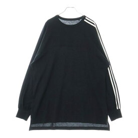 Y-3(ワイスリー) サイズ:M 3-STRIPES LONG SLEEVE TEE バックロゴ 3ストライプライン ロングスリーブ 長袖Tシャツ ブラック JN4987【中古】【程度B】【カラーブラック】【オンライン限定商品】