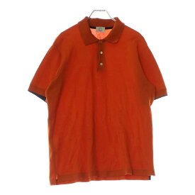 HERMES(エルメス) サイズ:L ポロシャツ 半袖シャツ オレンジ シルバーボタン L【中古】【程度B】【カラーオレンジ】【取扱店舗BRING THRIFT CLOSET 湘南平塚店】