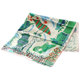 HERMES(エルメス) カレ90 おしゃべりな鳥たちの家 スカーフ ピンク×グリーン マルチカラー シルク【中古】【程度A】【カラーマルチカラー】【オンライン限定商品】