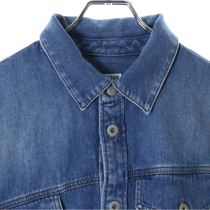 LOEWE ロエベ スラントオーバーデニムシャツ H526Y05X17 インディゴ 48  