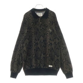 WACKO MARIA(ワコマリア) サイズ:M 22AW PYTHON KINT POLO SHIRT 22FW-WMK-KN20 パイソン柄 長袖ポロシャツ ブラウン【中古】【程度B】【カラーブラウン】【取扱店舗BRING札幌店】