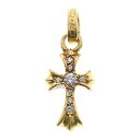 CHROME HEARTS(クロムハーツ) 22K CRS BBYFAT P/DIA ベイビーファットクロス PAVEダイヤ ペンダントトップ ゴールド B…