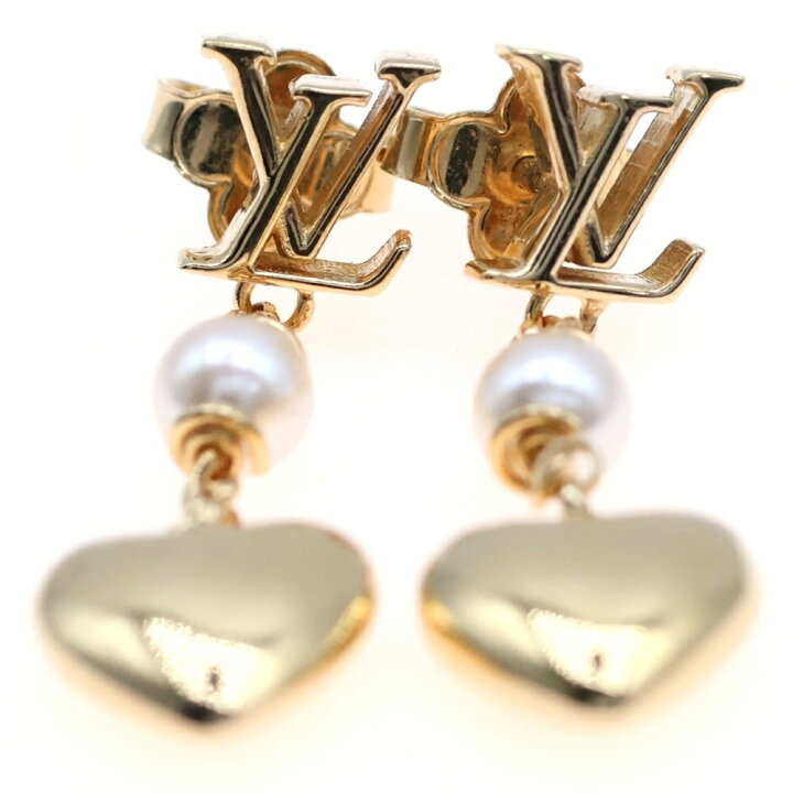 LOUIS VUITTON】現行品 ゴールド ヘアピン ハート型クリスタル付き 