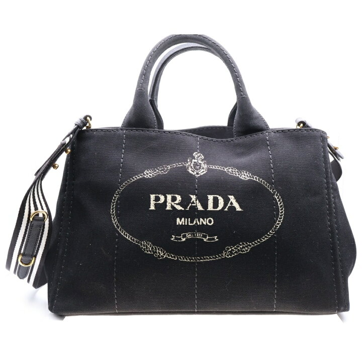 楽天市場】PRADA(プラダ) カナパM ブラック キャンバス 2WAY 