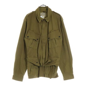 RRL(ダブルアールエル) サイズ:L ヘリンボーン サファリ ジャケット ベルテッド ジップアップ ブルゾン オリーブ MNRRKNI16820173【新古品/中古】【程度S】【カラーグリーン】【取扱店舗AWESOME高円寺店】