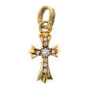 CHROME HEARTS(クロムハーツ) 22K CRS BBYFAT P/DIA ベイビーファットクロス PAVEダイヤ ペンダントトップ ゴールド B…
