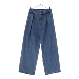 ADER ERROR(アーダーエラー) サイズ:S ロゴ 革パッチ ワイド デニムパンツ ジーンズ インディゴ BO42FYJE0102SB【中古】【程度B】【カラーブルー】【取扱店舗BRING仙台店】