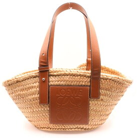 LOEWE(ロエベ) サイズ:- バスケットバッグ かごバッグ スモール ベージュ×ブラウン ラフィア×レザー【中古】【程度B】【カラーベージュ】【オンライン限定商品】