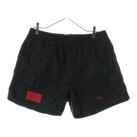 424(フォートゥーフォー) サイズ:M LOGO SHORTS ロゴショーツ ナイロンショートパンツ ブラック【中古】【程度B】【カラーブラック】【取扱店舗BRINGアメリカ村店】
