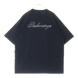 BALENCIAGA(バレンシアガ) サイズ:S バック クリスタルロゴ 半袖Tシャツ カットソー ブラック 641655 TPVP7【中古】【程度B】【カラーブラック】【取扱店舗WASTE_NOT名古屋店】