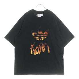 adidas(アディダス) サイズ:L KoRn T-SHIRT コーン グラフィックプリント クルーネック半袖Tシャツ カットソー ブラック IN9098【中古】【程度B】【カラーブラック】【取扱店舗BRING THRIFT CLOSET 幕張店】