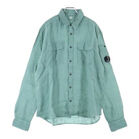 C.P. Company(シーピーカンパニー) サイズ:L 24SS LINEN POCKET SHIRT リネンポケット ゴーグル 長袖シャツ グリーン 16CMSH301A【中古】【程度B】【カラーグリーン】【取扱店舗BRINGアメリカ村店】