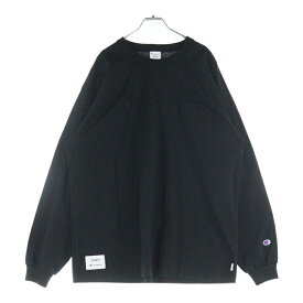 WTAPS(ダブルタップス) サイズ:XL ×CHAMPION チャンピオン ロゴエンブロイダリー ロングスリーブ長袖Tシャツ カットソー ブラック C8-Z411【中古】【程度B】【カラーブラック】【取扱店舗原宿】