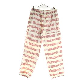 SUPREME(シュプリーム) サイズ:S 21AW Logo Ripstop Track Pant ロゴ リップストップ トラックナイロンパンツ レッド/アイボリー【中古】【程度B】【カラーレッド】【取扱店舗BRING大宮店】
