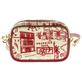 TORY BURCH(トリー バーチ) サイズ:- 2WAYバッグ ショルダーバッグ ミニバッグ ポーチ レッド×ホワイト キャンバス【中古】【程度A】【カラーホワイト】【オンライン限定商品】
