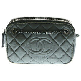 CHANEL(シャネル) ココマーク バレリーナ ショルダーバッグ チェーンバッグ ハンドバッグ ミニバッグ メタリックグレー レザー シルバー金具 A93015【中古】【程度B】【カラーグレー】【取扱店舗BRING：RED新宿東口店】