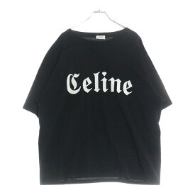 CELINE(セリーヌ) サイズ:XL 22SS ゴシックロゴプリント クルーネック 半袖Tシャツ カットソー ブラック 2X37A671Q【中古】【程度B】【カラーブラック】【取扱店舗新宿】