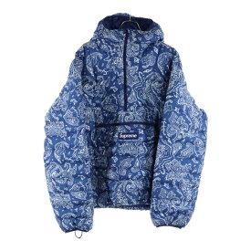 SUPREME(シュプリーム) サイズ:L 22AW Blue Paisley Micro Down Half Zip Hooded Pullover Jacket ペイズリー ハーフジップ フーデッドダウンジャケット ブルー【中古】【程度B】【カラーブルー】【取扱店舗BRING福岡天神店】
