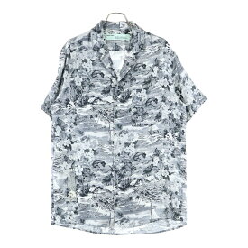 OFF-WHITE(オフホワイト) サイズ:M 18SS ハワイアンプリント 総柄 半袖Tシャツ グレー OMGA049S18872008【中古】【程度B】【カラーグレー】【オンライン限定商品】
