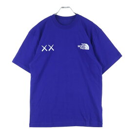 THE NORTH FACE(ザノースフェイス) サイズ:XS Kaws Tee カウズ ロゴ刺繍 半袖Tシャツ ブルー【中古】【程度A】【カラーブルー】【オンライン限定商品】