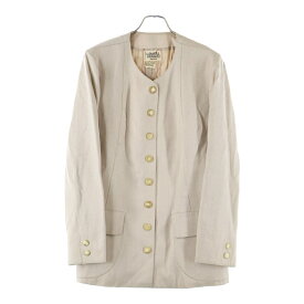 HERMES(エルメス) サイズ:46 裏地付ウールノーカラージャケット ベージュ レディース【中古】【程度B】【カラーベージュ】【オンライン限定商品】