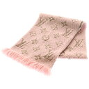 LOUIS VUITTON(ルイヴィトン) エシャルプ ロゴマニア シャイン モノグラム シルク混 ウール フリンジマフラー ピンク M70466【中古】【程度B】【カラーピンク】【取扱店舗渋谷】