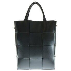 BOTTEGA VENETA(ボッテガヴェネタ) マキシイントレチャート カセット トートバッグ ハンドバッグ レザー ブラック シルバー金具【中古】【程度B】【カラーブラック】【取扱店舗BRING梅田茶屋町店】